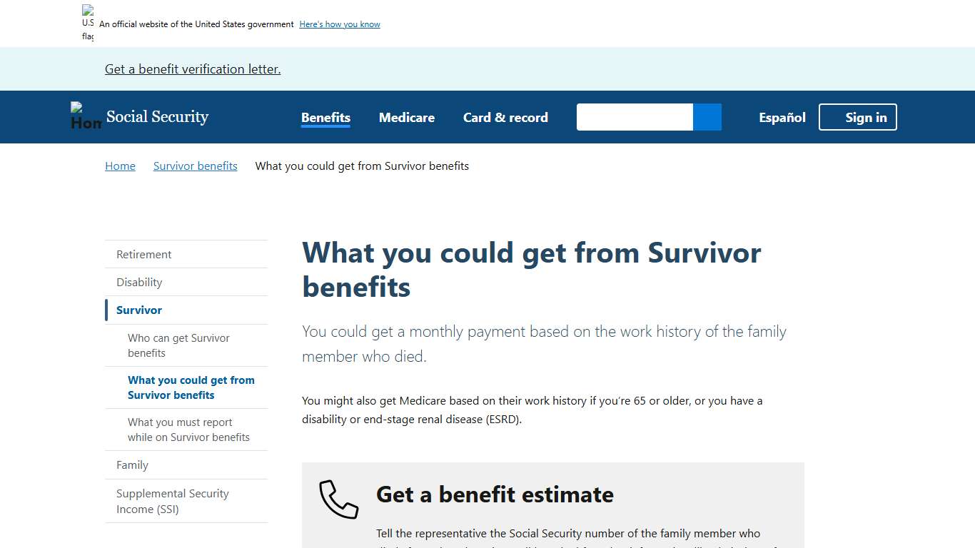 What you could get from Survivor benefits SSA